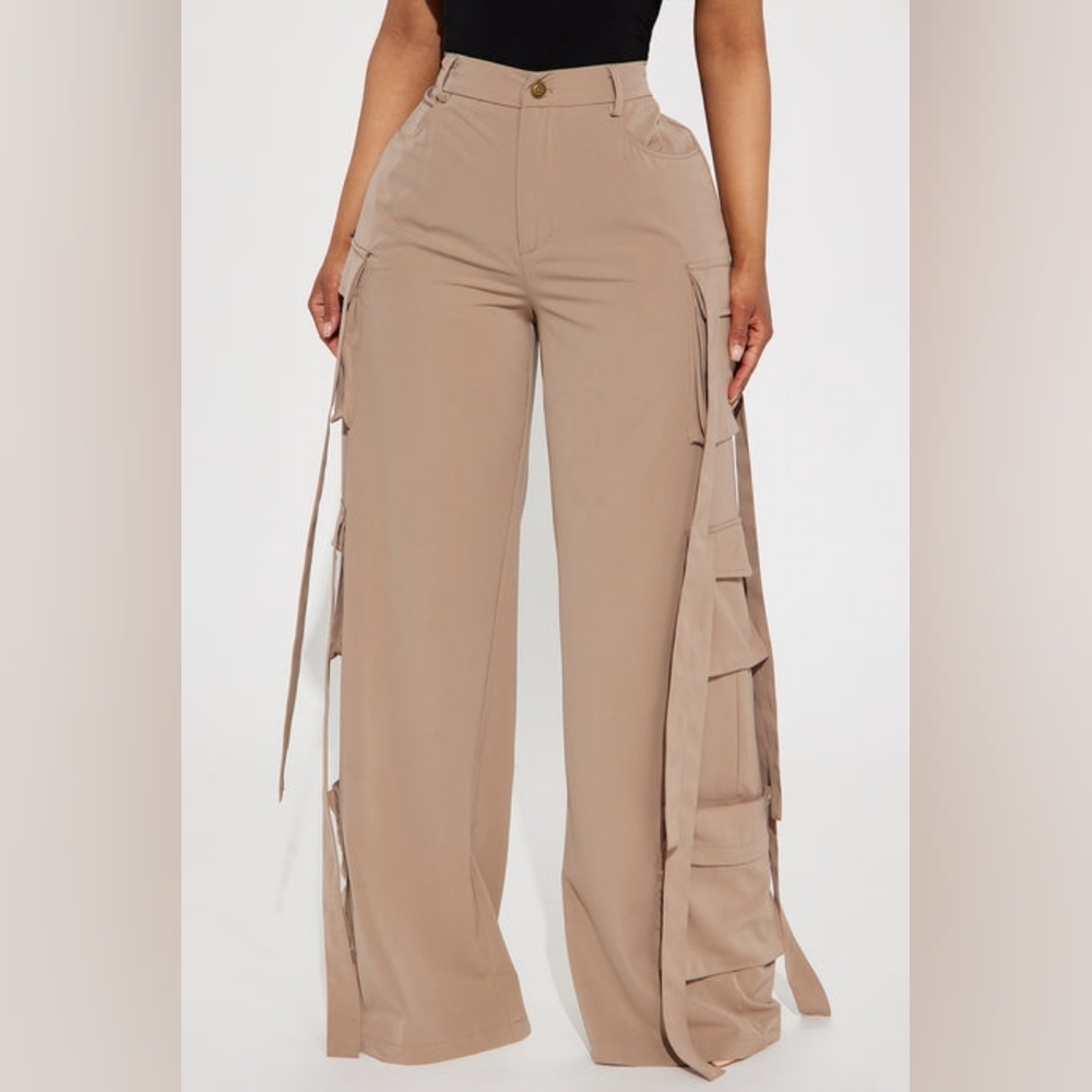 Fashion Nova Archive Me Cargo Wide Leg Pant - Khaki - Picture 2 of 4